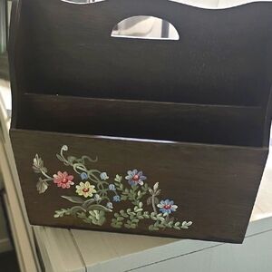 Floral Painted Wooden Organizer